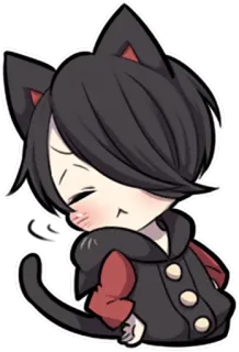 😤 87b4108e 猫耳, 猫, 动漫, 可爱, Q版, 卡哇伊, 猫男 telegram sticker