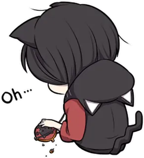 👛 9192f303 Oh... 猫, 动漫, 卡通, 可爱, 猫耳朵, 伤心 telegram sticker