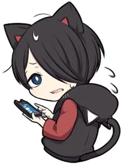 📱 a43e7bfc 动漫, 猫耳少年, 卡哇伊, Q版, 智能手机, 可爱, 漫画 telegram sticker