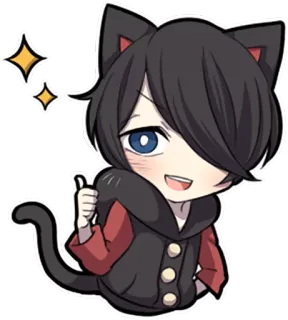 👍 a68ddc16 猫, 动漫, 漫画, 可爱, 卡哇伊, 闪亮, 赞 telegram sticker