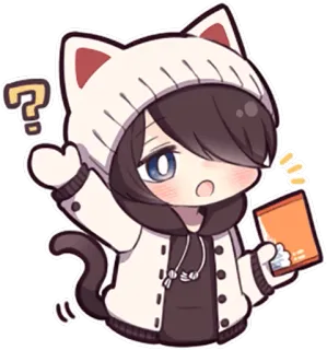 ❔ 6ec18f9f 猫, アニメ, 漫画, カートゥーン, はてなマーク, 可愛い, ちび telegram sticker