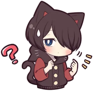 ❓ 9e5200f2 アニメ, 猫, 質問, かわいい, ステッカー, 漫画 telegram sticker