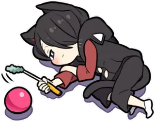 🎋 aa3428c3 猫耳, ちび, 遊ぶ, 可愛い, 赤いボール, 漫画 telegram sticker