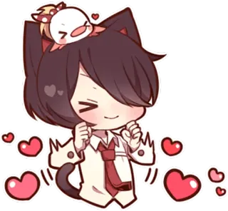 😍 bf3cc6b3 アニメ, 猫耳, かわいい, ハート, 可愛い, ステッカー telegram sticker