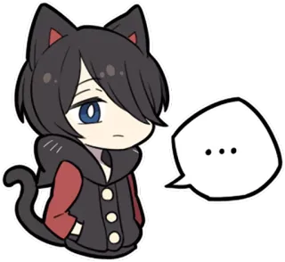😐 d2d75ac2 猫, ちび, かわいい, アニメ, 漫画, 耳, 尻尾 telegram sticker