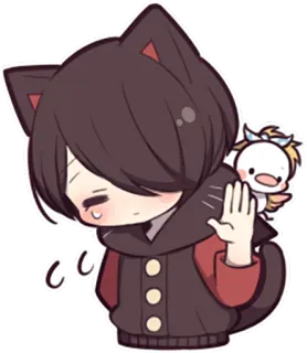 👋 851bc70b アニメ, 猫耳, かわいい, ちび, ステッカー, 可愛い, 漫画 whatsapp sticker