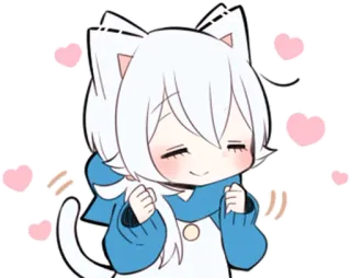 ☺️ 0e660c9e gatto, anime, carino, kawaii, cuori, chibi telegram sticker