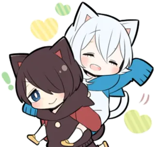 👬 552477fe Anime, Orecchie da gatto, Carino, Kawaii, Chibi telegram sticker