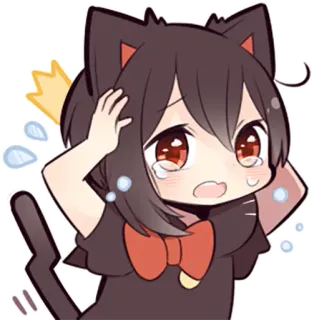 😭 d305025d Anime, Garota gato, chorando, Kawaii, fofo, Chibi telegram sticker
