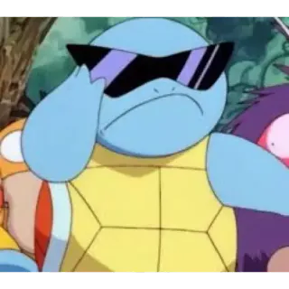 😒 2773a335 Squirtle Pokemon pokemon, carapuce, lunettes de soleil, dessin animé, animé telegram sticker