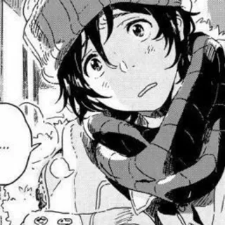 🖤 1e1425ff ... Anime, Manga, Winter, Sjaal, Mut, Personage, Cartoon telegram sticker