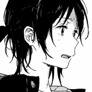 🖤 255c7947 Anime, Manga, Meisje, Verdrietig, Zwart-wit, Portret, Emotioneel telegram sticker