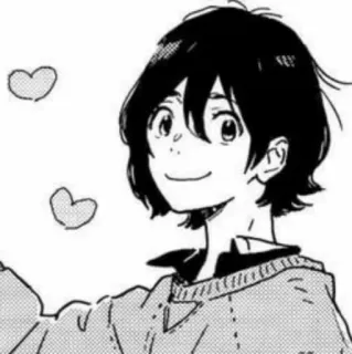 🖤 5771296c Anime, Jongen, Schattig, Glimlach, Hartjes telegram sticker