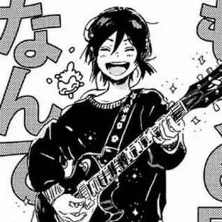 🖤 ba416467 なん gitaar, muziek, manga stijl, anime stijl, cartoon telegram sticker