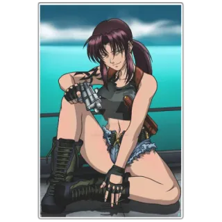 👿 73c7e7a9 Revy Black Lagoon Anime, Waffe, Tattoo, Frau, Charakter, Black Lagoon telegram sticker