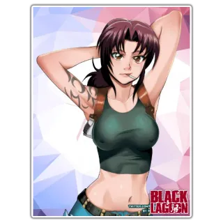 👹 7c393d93 Revy Black Lagoon Revy, Anime, Black Lagoon, Waffen, Zigarette, Tätowierung, Action, Frau telegram sticker