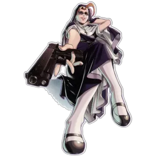 😘 9dbb199e Nonne, Waffe, Gewalt, Religiöse Figur, Cartoon, Schusswaffe telegram sticker