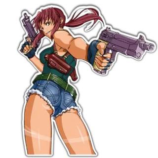 😬 a23e3a6e Revy Black Lagoon Anime, Waffe, Frau, Action, Black Lagoon, Revy, Schütze telegram sticker