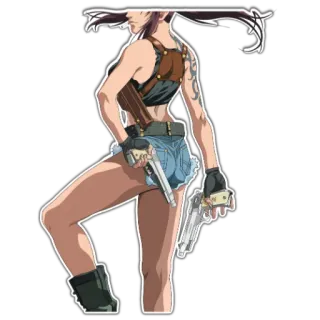 😎 b4f7f3c6 Revy Black Lagoon Anime, Waffe, Waffen, Mädchen, Action, Revy telegram sticker