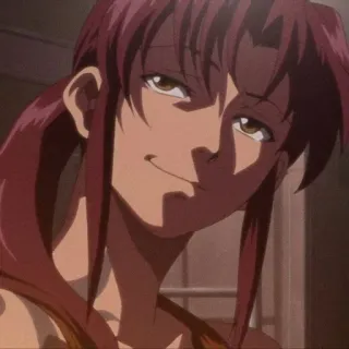 😏 6b43e7c4 Revy Black Lagoon Anime, Waffe, Frau, Grinsen, Revy whatsapp sticker