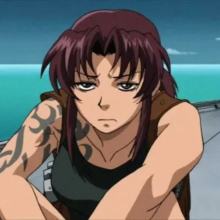 😒 edfb0547 Revy Black Lagoon Anime, Frau, Waffe, Tattoo, Cool whatsapp sticker