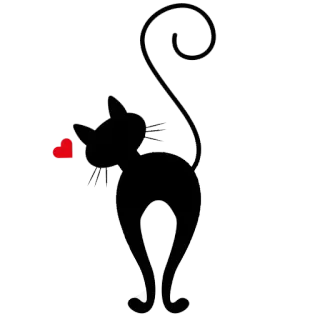 😝 6ce1fb71 고양이, 하트, 사랑, 동물, 검정, 실루엣 telegram sticker