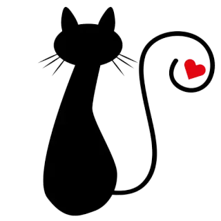 🤠 845fcef8 고양이, 검은 고양이, 하트, 사랑, 애완동물, 동물 telegram sticker