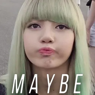 😏 582a549c MAYBE quizás, texto, expresión, mujer, retrato whatsapp sticker