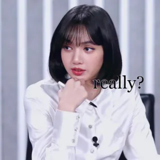 🤔 363b0862 really? pertanyaan, ragu, penasaran, ekspresi, Lisa, Blackpink telegram sticker
