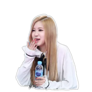 🤗 3b3e84e8 Rosé ロゼ, K-POP, BLACKPINK, 歌手, アイドル, ブロンドヘア, ウォーターボトル whatsapp sticker