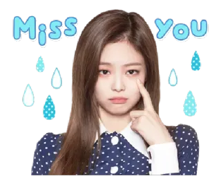 😢 4687430b Jennie Miss You mi manchi, triste, ragazza, piangere, kpop, Jennie, Blackpink whatsapp sticker