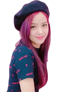 😊 2de49c0f Heart club 肖像, 女人, 贝雷帽, 粉色头发, 微笑 telegram sticker