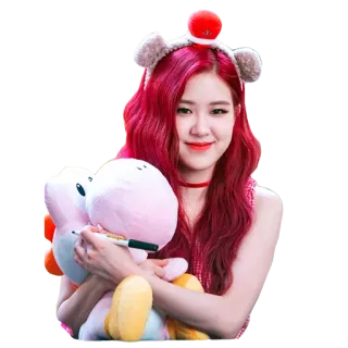 😊 a64a824f Rose 女性, 韩流, 偶像, 歌手, 娃娃, 粉色头发 telegram sticker