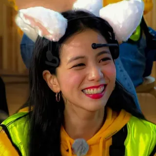 😅 424bbede Frau, lächelnd, Hasenohren, Porträt, Person telegram sticker