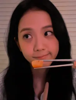 🍘 6ca7ec55 Frau, Essen, Essstäbchen, Essen, Porträt, Person telegram sticker