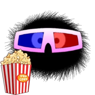 😃 79bfbbd8 POP CORN 爆米花, 电影, 电影院, 3D眼镜, 红色, 蓝色, 娱乐, 零食 telegram sticker