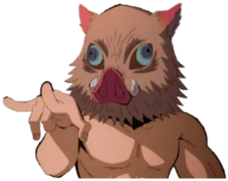 🤟 583deb21 Inosuke Hashibira Demon Slayer Demon Slayer, Inosuke Hashibira, Anime, Obraźliwy gest telegram sticker