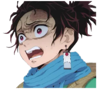 😱 f8ebadac Tanjiro Kamado Demon Slayer anime, demon slayer, tanjiro kamado, przestraszony, zszokowany, wyraz twarzy telegram sticker