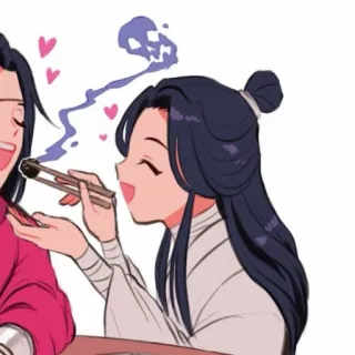 🥰 decacd2d 动漫, 吃, 筷子, 亚洲食物, 卡通, 角色 telegram sticker
