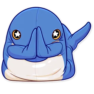 🙏 2a8e6448 海豚, 可爱, 卡通, 动物, 蓝色, 星星眼 telegram sticker