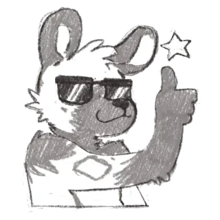 😎 47dbc1f9 animal, peludo, antropomórfico, gafas de sol, pulgar arriba, estrella, boceto, lindo whatsapp sticker