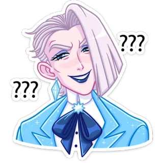 👩 3b34e0d8 カートゥーン, キャラクター, ステッカー, 青, ダイヤモンド, クエスチョンマーク, イラスト, 男性 telegram sticker