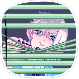 👀 b5967e1e 漫画, イラスト, のぞき見, ブラインド, 表情, アート, キャラクター telegram sticker