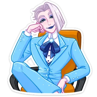 😏 c77d9f44 ステッカー, 漫画, キャラクター, イラスト, アート, 男性, 青, キラキラ telegram sticker