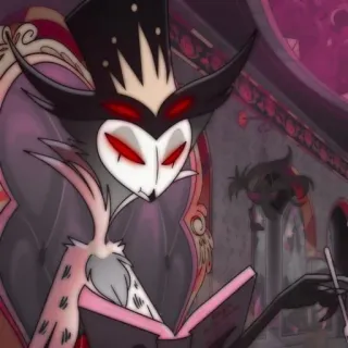 🦉 344f3b1a Stolas Helluva Boss uil, demon, prins, hel, lezen whatsapp sticker