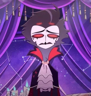 🦉 c457bd74 Stolas Helluva Boss uil, verdrietig, demon, Helluva Boss, Stolas whatsapp sticker