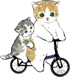 🚲 3ec4756d cat, kitten, bicycle, animals, cute, pet, kawaii whatsapp sticker