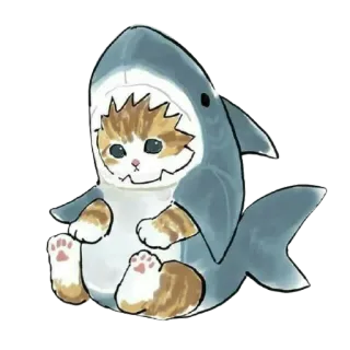 🙃 b321c03a cat, kitten, shark, costume, animal, cute whatsapp sticker
