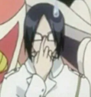 👓 51ed9061 jari tengah, gestur ofensif, karakter anime, kacamata, jas putih, ekspresi, humor, kasar telegram sticker