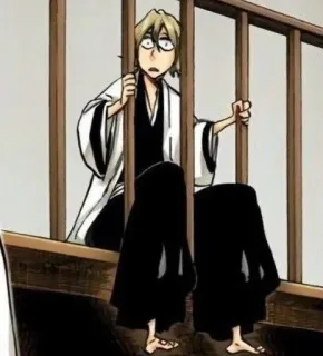 🤯 9e25dd55 Byakuya Kuchiki Bleach Anime, Manga, Karakter, Terjebak, Penjara, Sedih telegram sticker